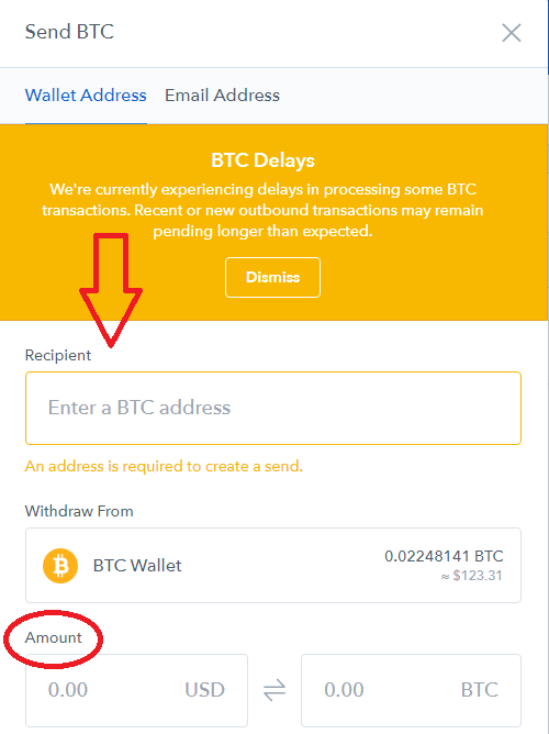 how to send bitcoin from bittrex to coinbase